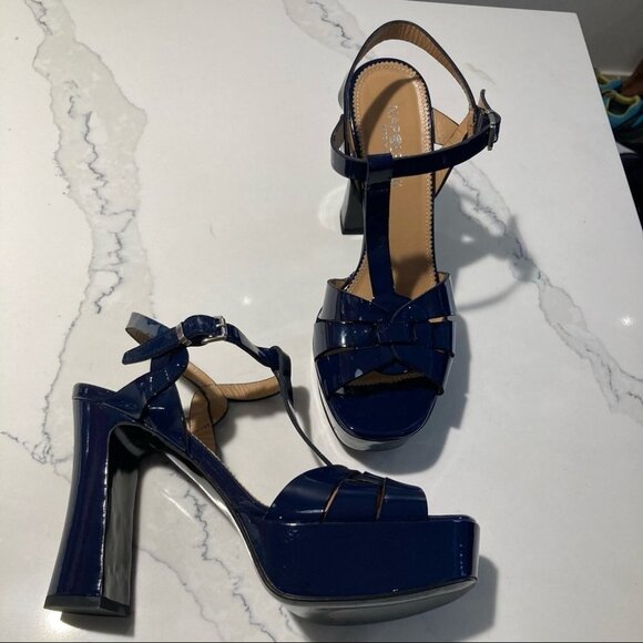 NAPOLEONI Sz 39 Leather Chunky Heel Platform Sandals Made in Italy NWOT - Picture 4 of 14